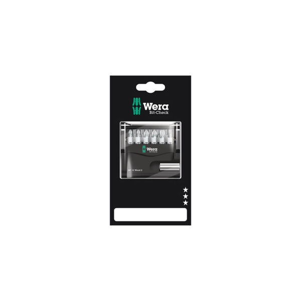 Wera 05136391001 Wood 2 SB Bit-Check 12 Piece