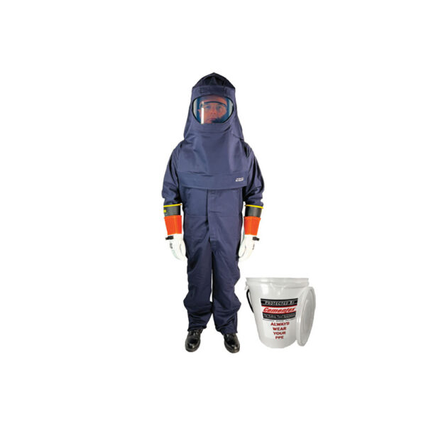 Cementex AFSC-CS21CK-S 21 cal/cm2 Feature Series Coverall Kit in an Arc Flash Storage Canister - SMALL