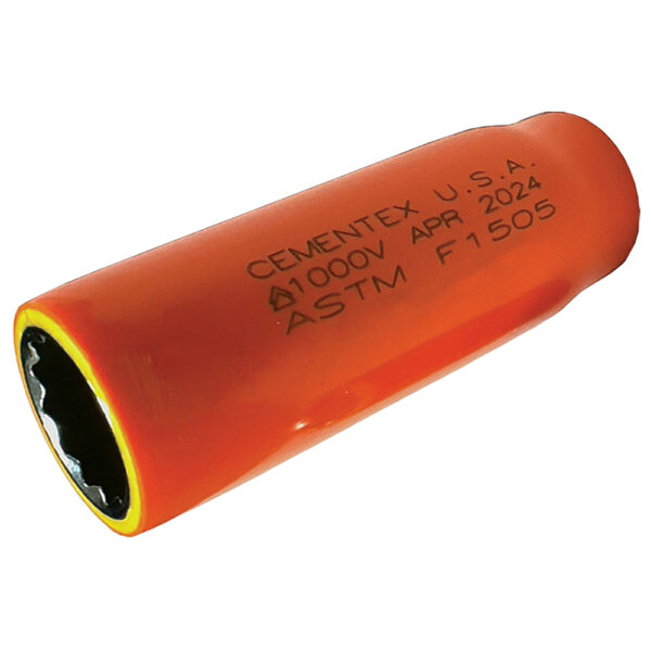 Cementex IS38-08L 1/4'' Deep Wall 12-Point SAE Socket, 3/8'' Square Drive