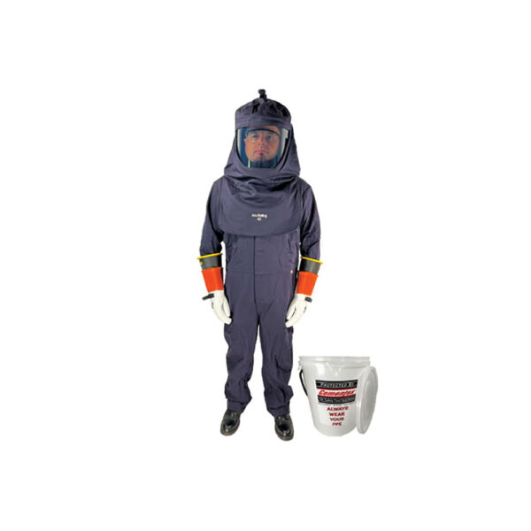Cementex AFSC-CL4CKV-3X2 40 cal/cm2 Feature Series Coverall Kit in an Arc Flash Storage Canister with Vent Fan and Class 2 Glove Kit - 3X-LARGE