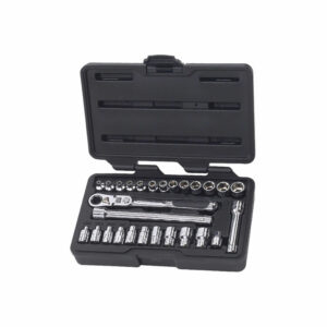 GearWrench 891427 1/4'' Drive 6 Point SAE/Metric Pass-Thru with Locking Flex GearRatchet 27 Piece Mechanics Tool Set
