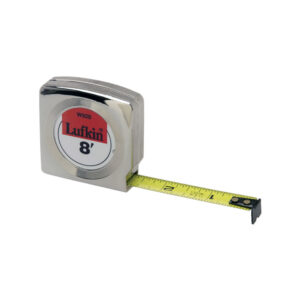 Lufkin W928 1/2'' x 8' Mezurall Chrome Case Yellow Clad Power Return Tape Measure