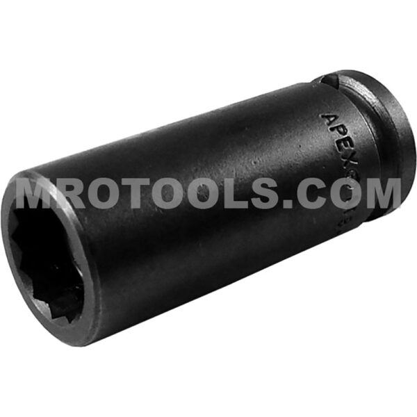 Apex MB-13MM23-D 13mm 12-Point Long Impact Socket, Magnetic Bolt Clearance, 3/8'' Square Drive