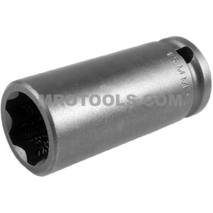 Apex SF-15MM23 15mm 6-Point Long Impact Socket, Surface Drive, 3/8'' Square Drive